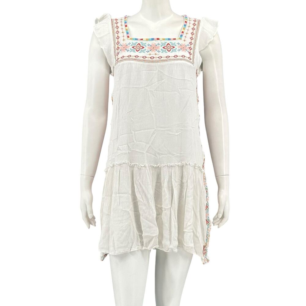 Savanna Jane Dress Womens Small Floral Embroidered Shift Tunic Bohoā Cottagecore